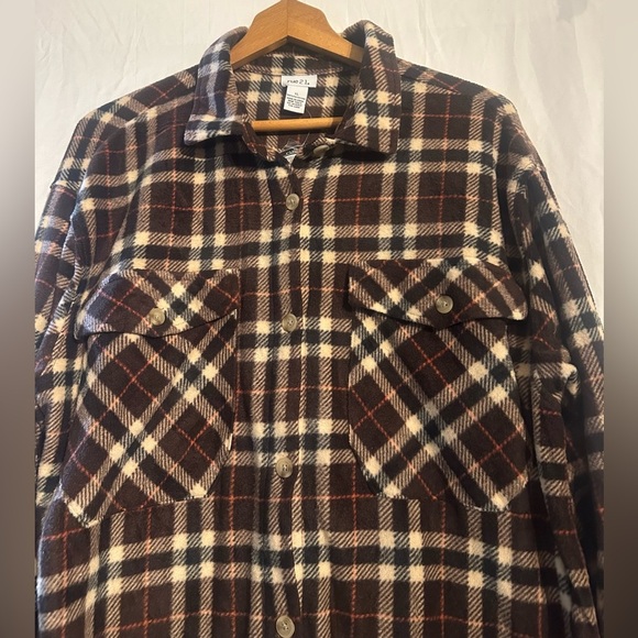 Rue21 Women’s Brown/Cream Button Down Plaid Shirt Front Pockets size XL NWT - Picture 12 of 12